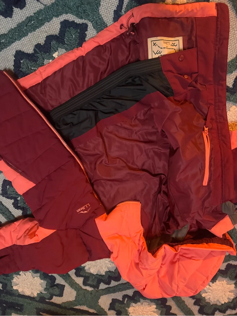 Winter kids bundle LL Bean Summit jacket with LL bean goose down Snow Bibs